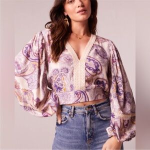 Chic Purple Mirabelle Paisley Blouse NWT